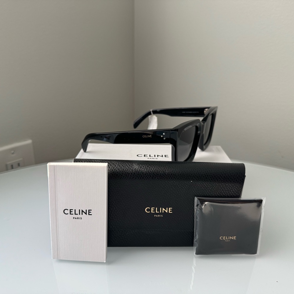 Celine Black Sunglasses Luxury Womens Cat Eye Square Frame Iconic Eyewear NWT